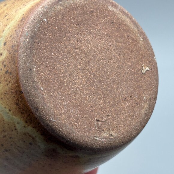 Vintage Studio Pottery Pitcher with Brown Speckled Glaze Botanical Design - Picture 7 of 8